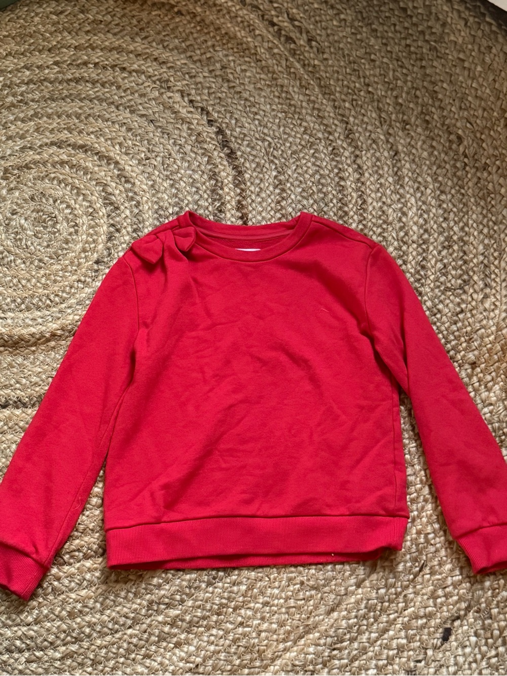 Vineyard Vines Girls' Red Long-Sleeve Sweatshirt with Shoulder Bow